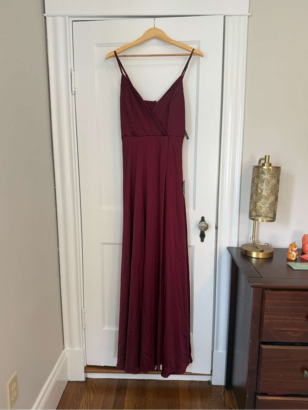 Lulu's Burgundy Spaghetti-Strap Maxi Dress